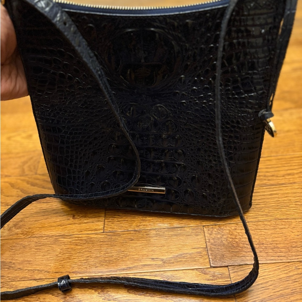 Brahmin Blue Crocodile-Embossed Crossbody Bag
